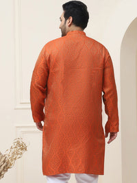SOJANYA Plus Ethnic Motifs Woven Design Mandarin Collar Long Sleeves Straight Kurta