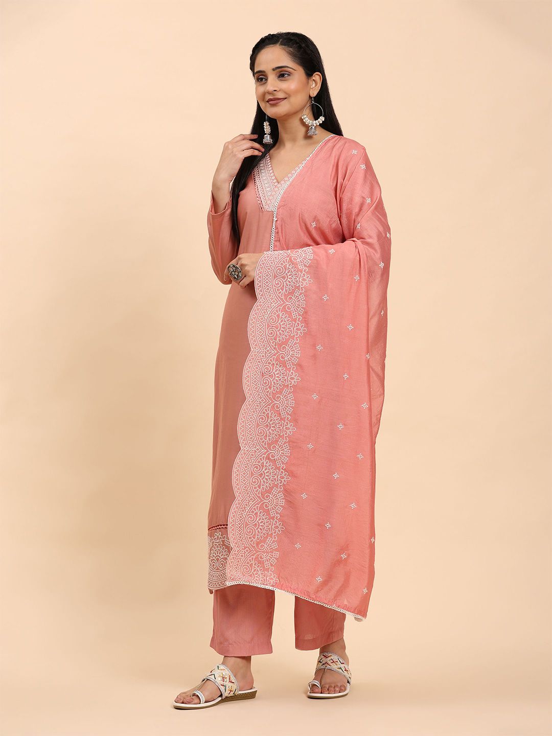 Mamicha Women Floral Printed Regular Pure Cotton Kurta with Palazzos & With Dupatta