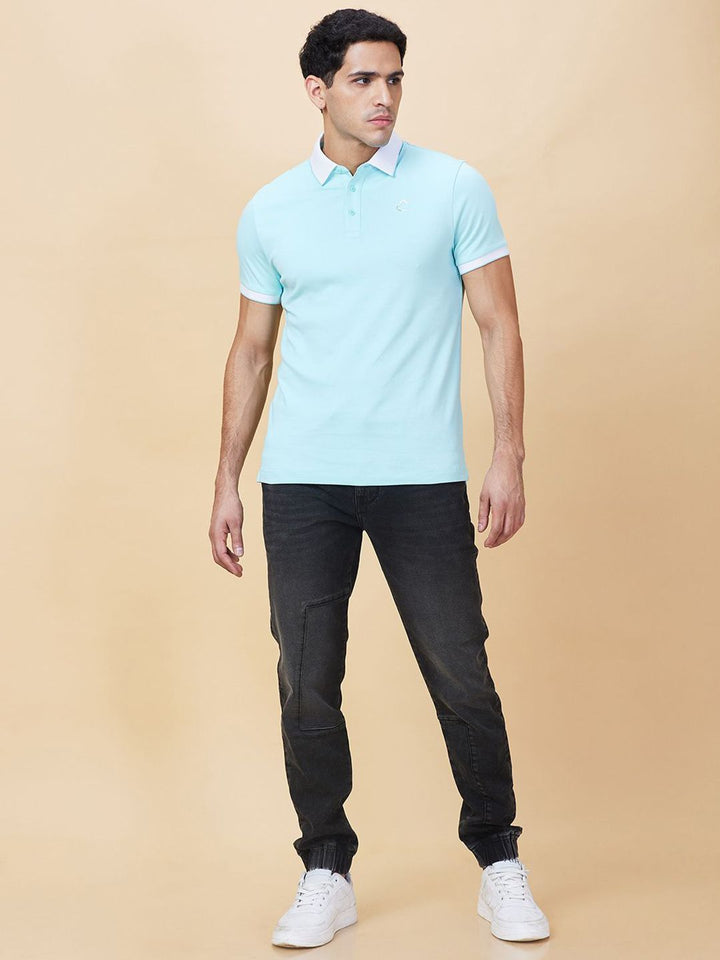 Being Human Men Solid Polo Collar Cotton T-shirt