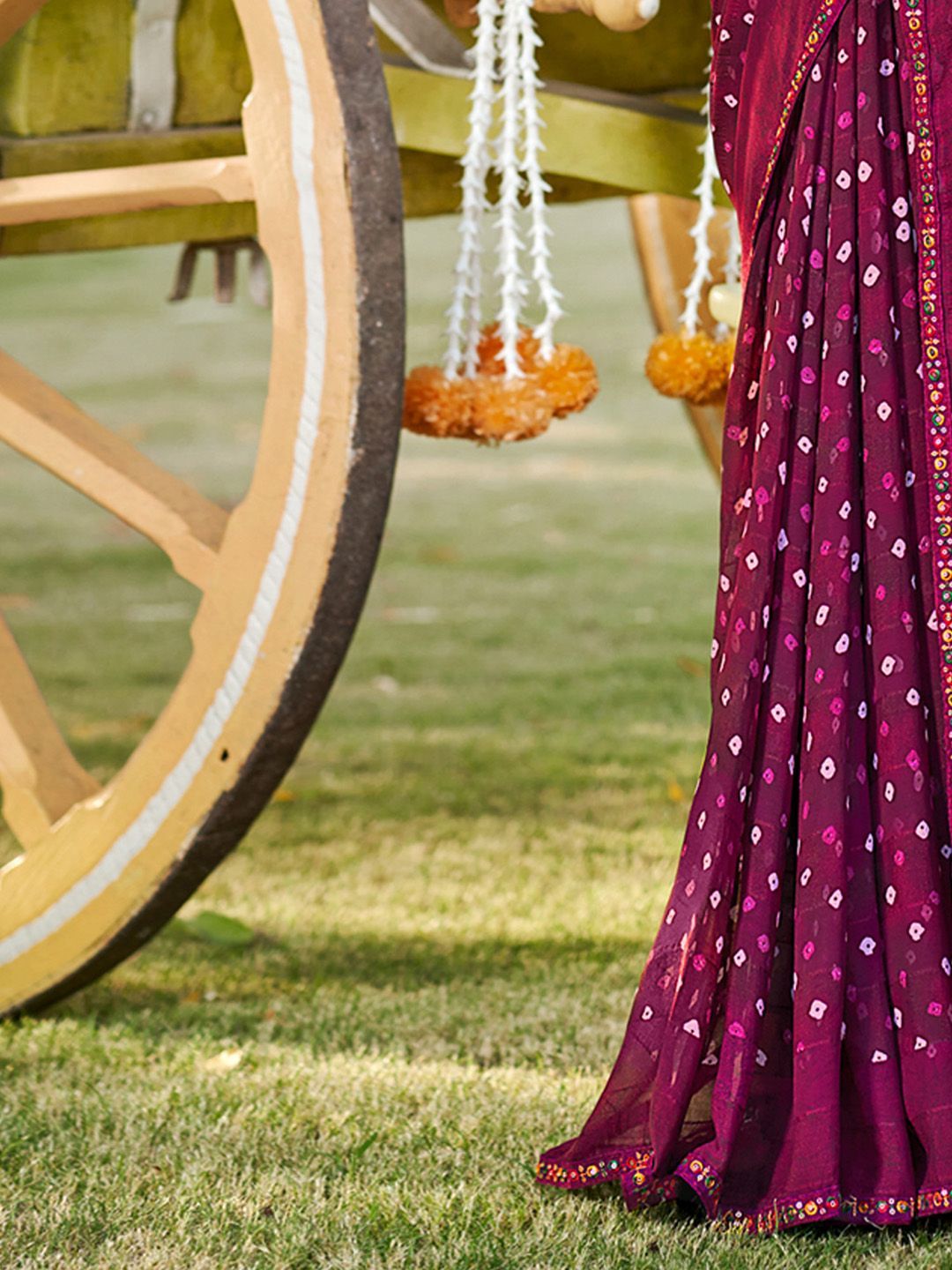Saree mall Mirror Work Bandhani Sarees