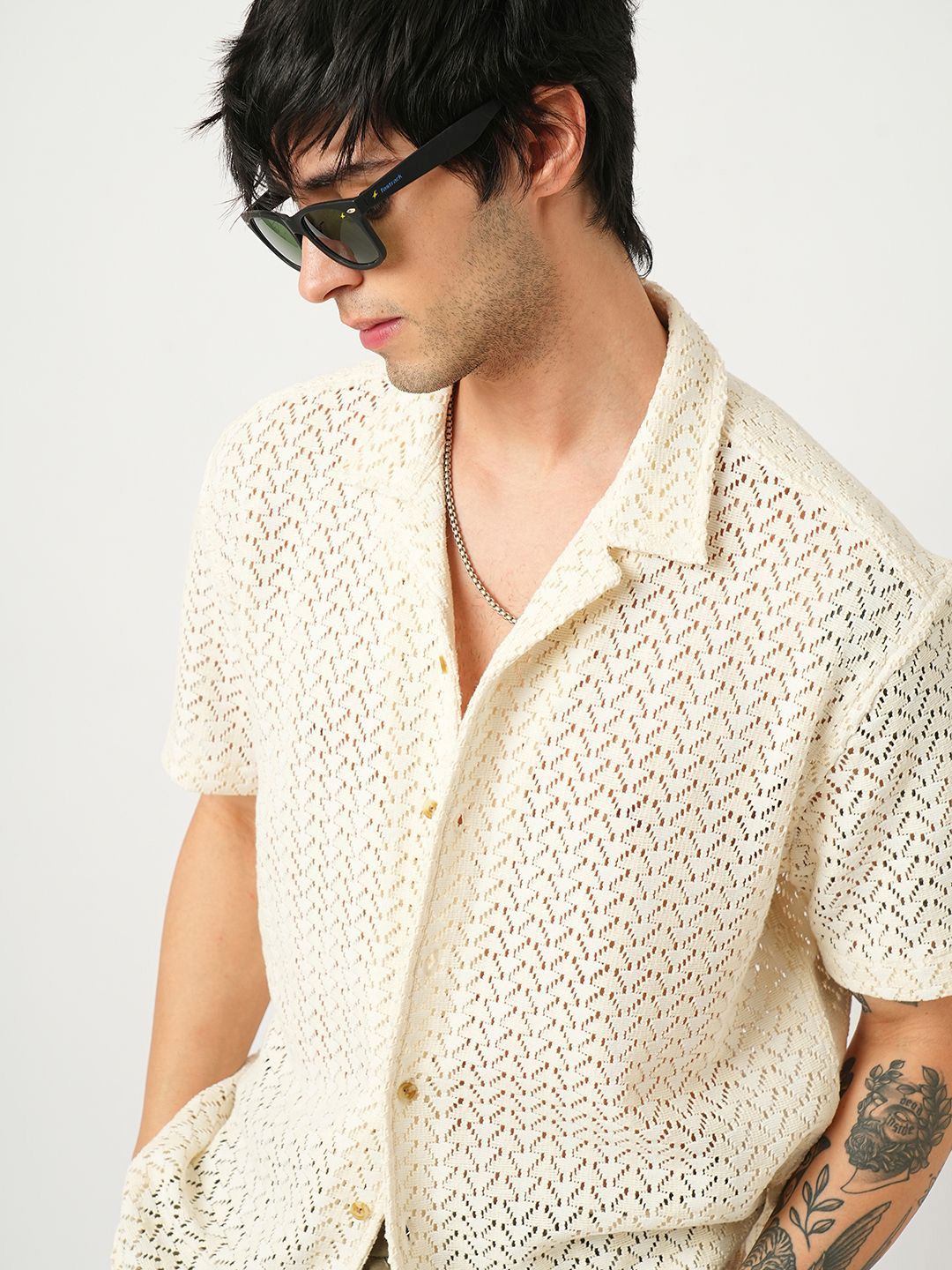 VASTRADO Men Classic Cuban Collar Solid Cotton Oversized Casual Shirt
