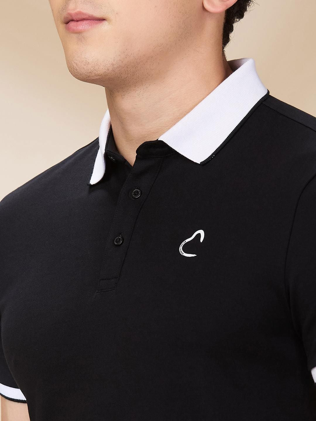 Being Human Men Solid Polo Collar Cotton Slim Fit T-shirt
