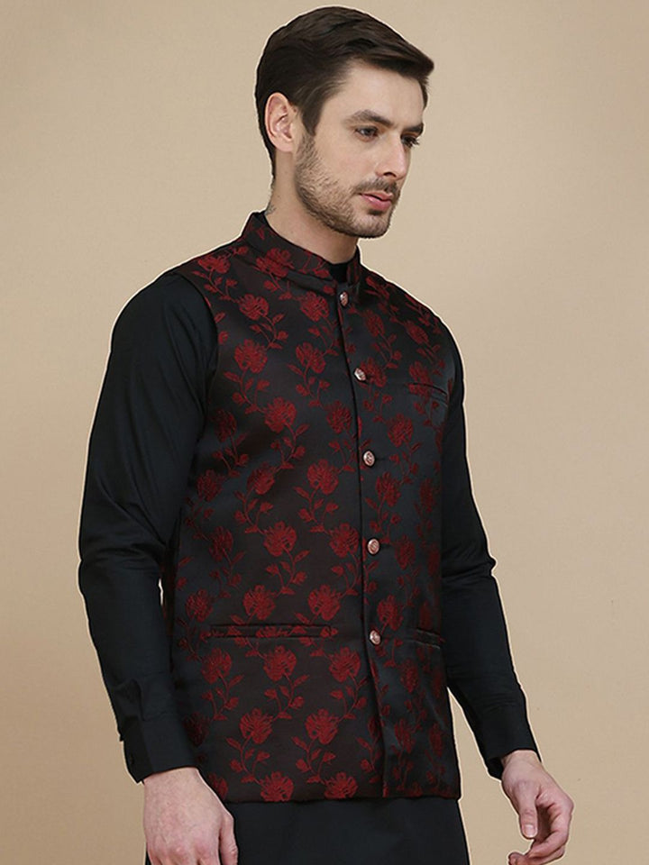 Jompers Embossed Woven Design Nehru Jacket