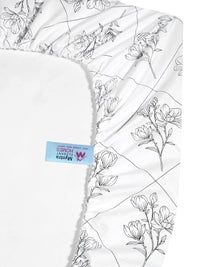 Myntra Elegant Homes White & Grey Floral 400 TC Bedsheet with 2 Pillow Covers