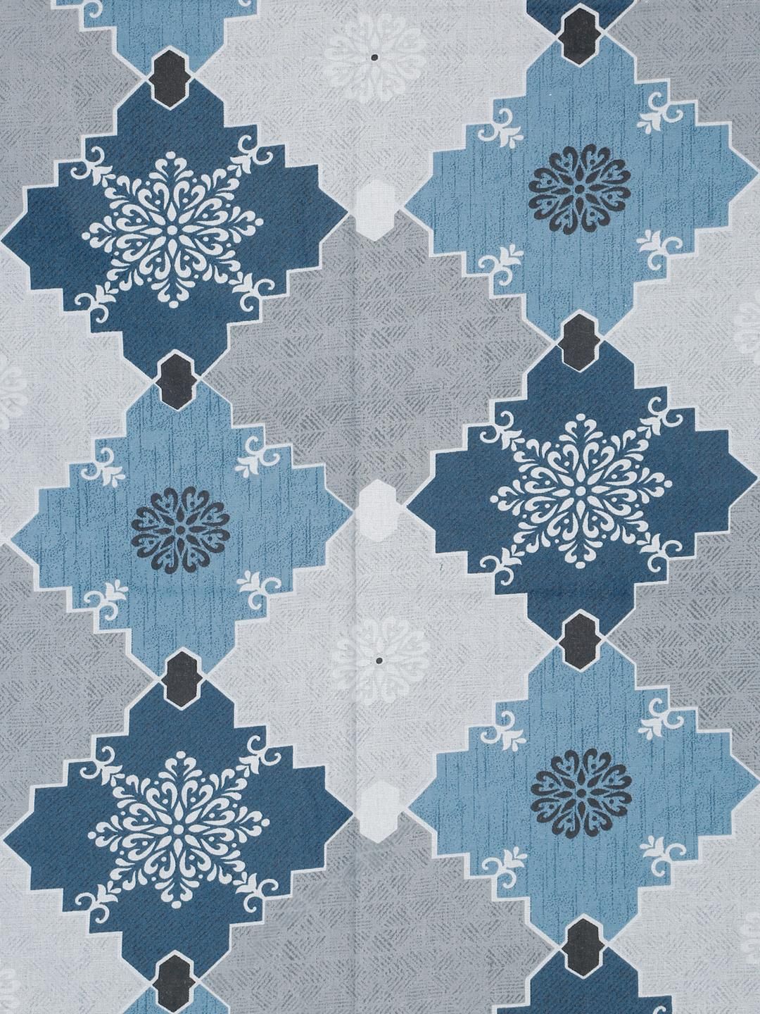KLOTTHE Blue Geometric Cotton Single Bedsheets