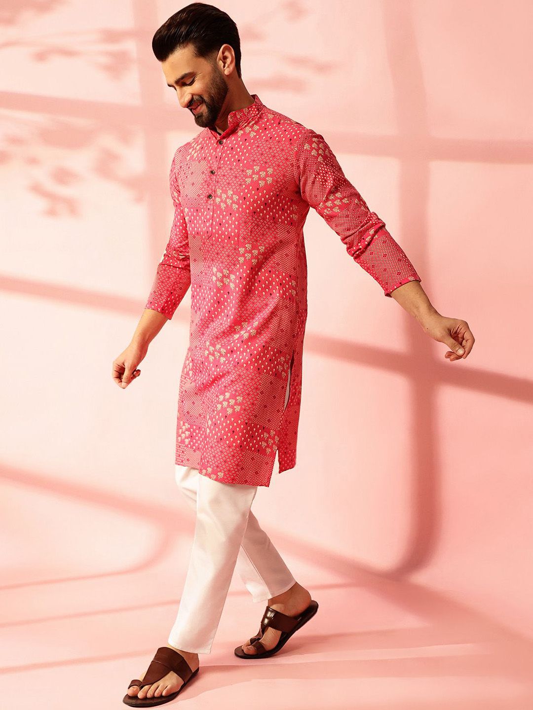 Anouk Men Bandhani Printed Regular Kurta with Pyjamas
