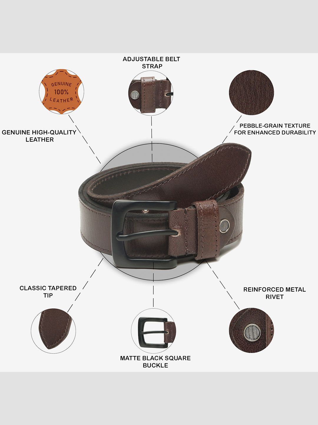 Teakwood Leathers Men Textured Leather Belt
