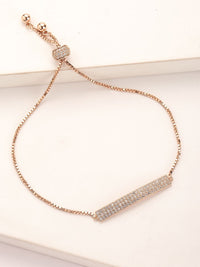 PANASH 925 Sterling Silver Rose Gold-Plated CZ-Studded Charm Bracelet