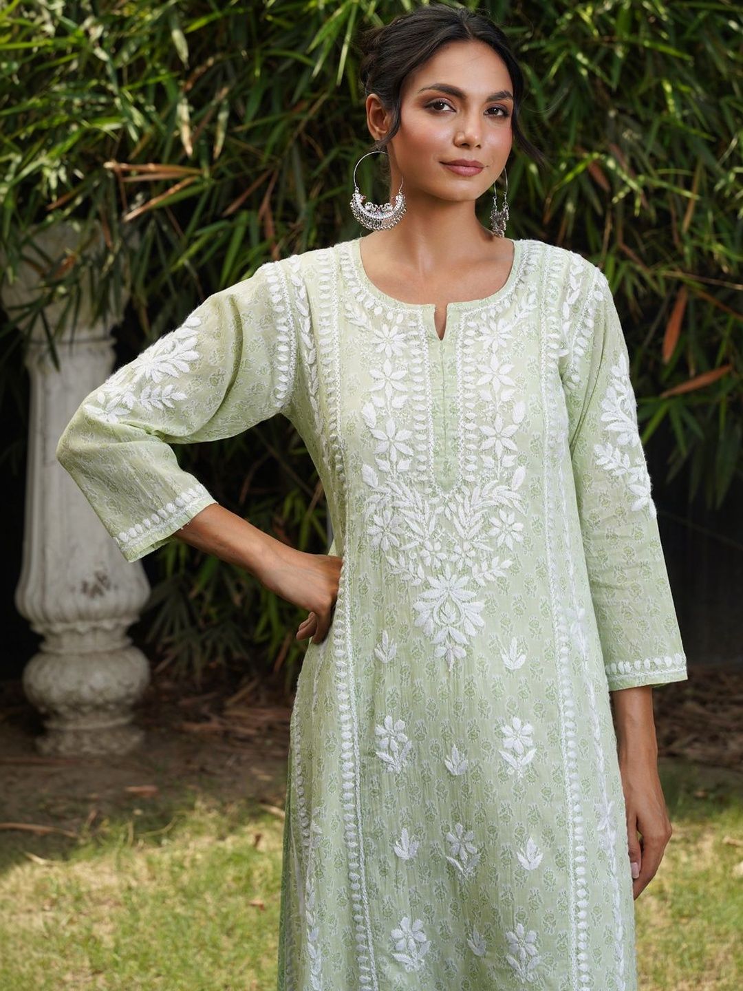 House of Chikankari Women Ethnic Motifs Embroidered Chikankari Indie Prints Kurta