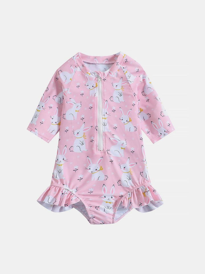 YK Infant Girls Printed Long Sleeve Bodysuit