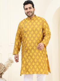 SOJANYA Plus Ethnic Motifs Printed Mandarin Collar Long Sleeves Cotton Silk Straight Kurta