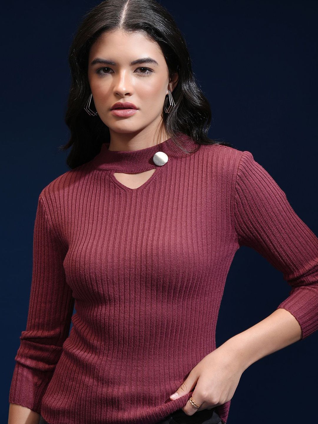Tokyo Talkies Women Round Neck Pullover Sweater