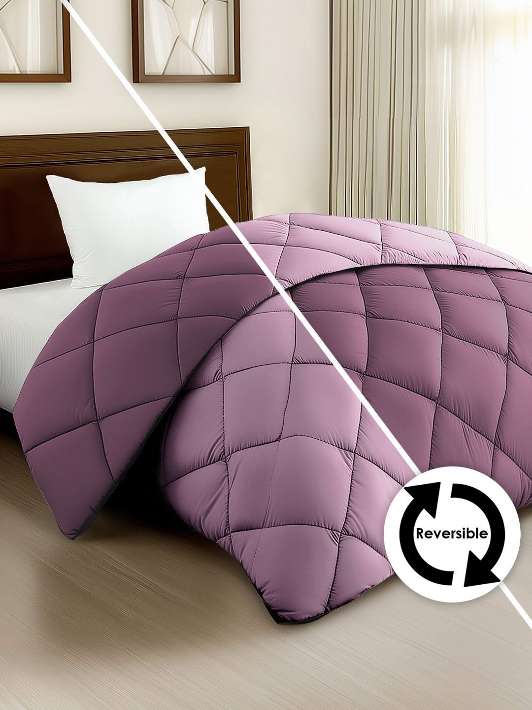 Story@home Purple & Pink Solid Reversible 240 GSM Heavy Winter Single Bed Comforter