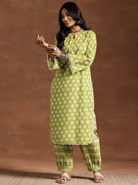 Libas Women Floral Printed Regular Pure Cotton Kurta with Salwar