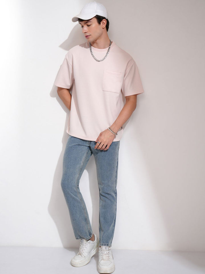 HIGHLANDER Men Self Design Round Neck Relaxed Fit T-shirt