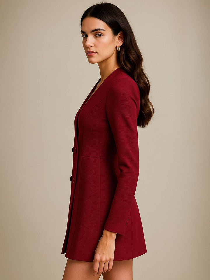 Sassafras wanita v-neck mini blazer gaun