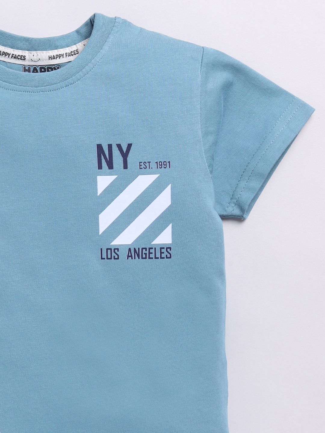 Happy Faces Boys Pure Cotton Typography Printed T-shirt