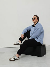 CURVY STREET Women Ribbed V-Neck Pullover Sweater