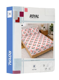 KLOTTHE Pink & Green Printed 300 TC Double Bedsheet With 2 Pillow Covers- 2.5 m x 2.25 m