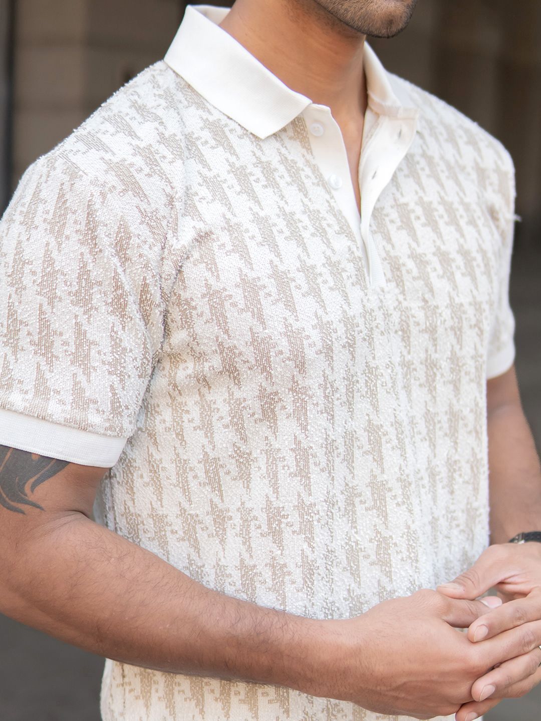 Powerlook Men Regular Fit Conversational Printed Polo Collar T-shirt