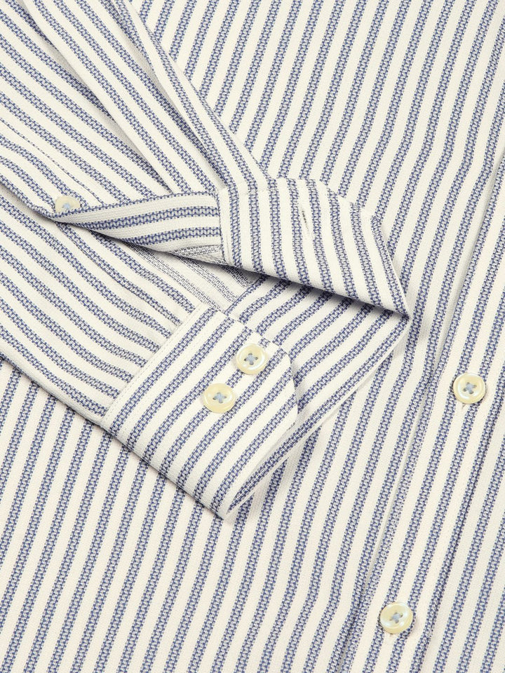 Thomas Scott Men Smart Cutaway Collar Vertical Striped Cotton Formal Shirt