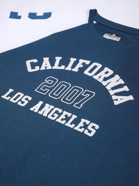 DILLINGER Women Raglan Sleeve Oversized Crew Neck Varsity Printed Tshirt