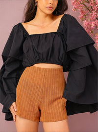 DressBerry Frill Fever Layered Bell Sleeves Crop Top