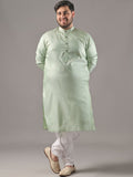 SOJANYA PLUS Plus Size Men Ethnic Motifs Woven Design Straight Kurta With Pyjamas