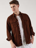 Thomas Scott Men Premium Slim Fit Opaque Corduroy Casual Shirt