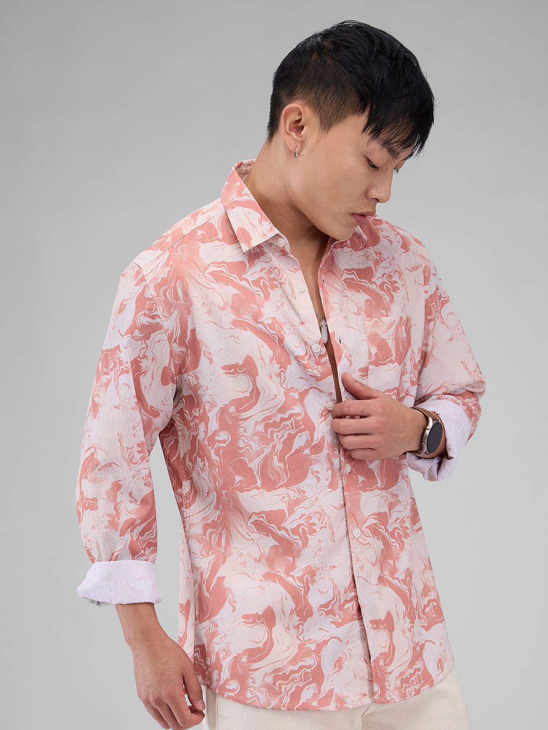 VASTRADO Men Classic Spread Collar Floral Printed Slim Fit Casual Shirt
