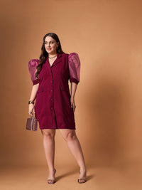 SASSAFRAS Curve Puff Sleeve Dress