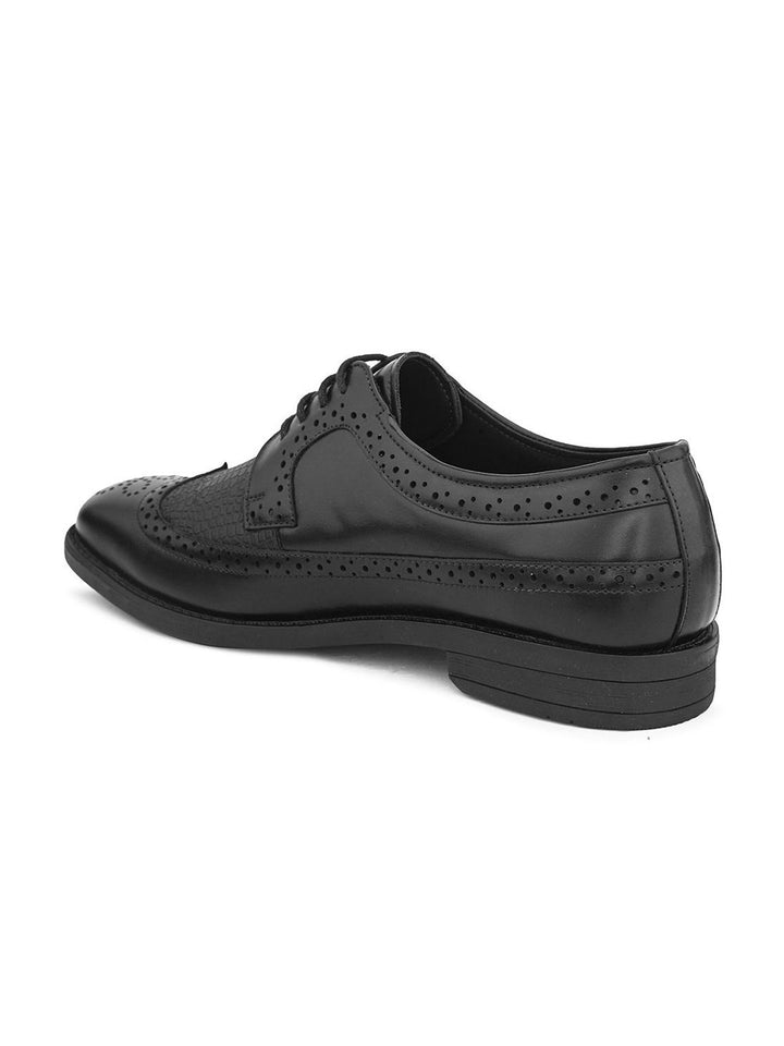 House of Pataudi Men Textured Formal Brogue