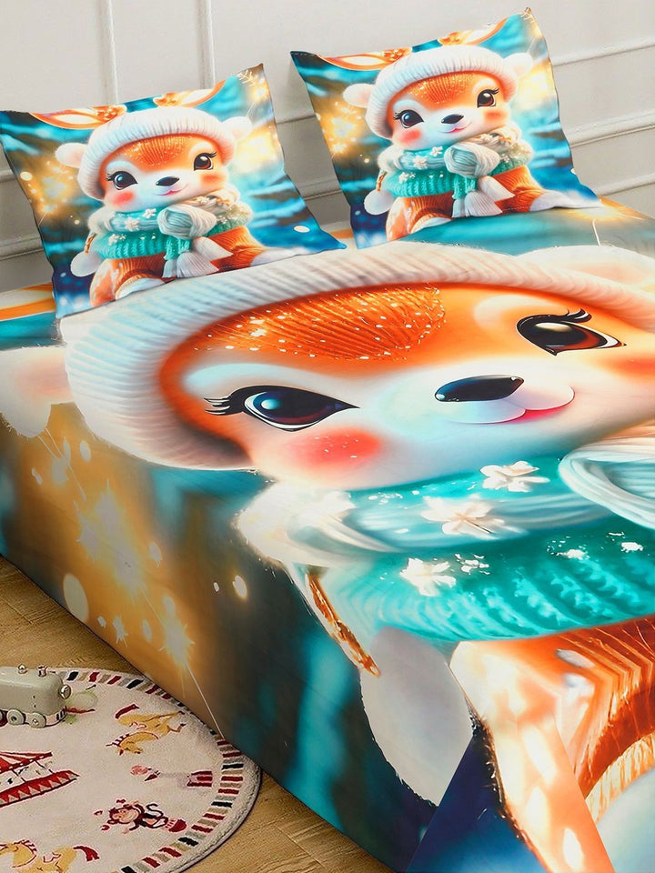 KLOTTHE Multi Cartoon Characters  Printed 400 TC King Superfine Bedsheets