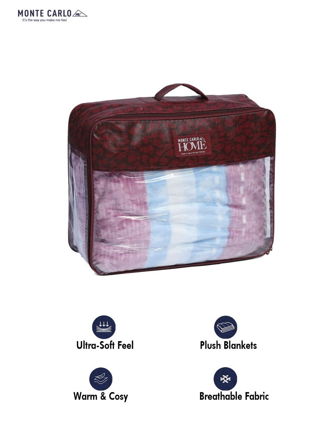 Monte Carlo Blue & Purple Abstract Printed Mild Winter 500 GSM Single Bed Blanket