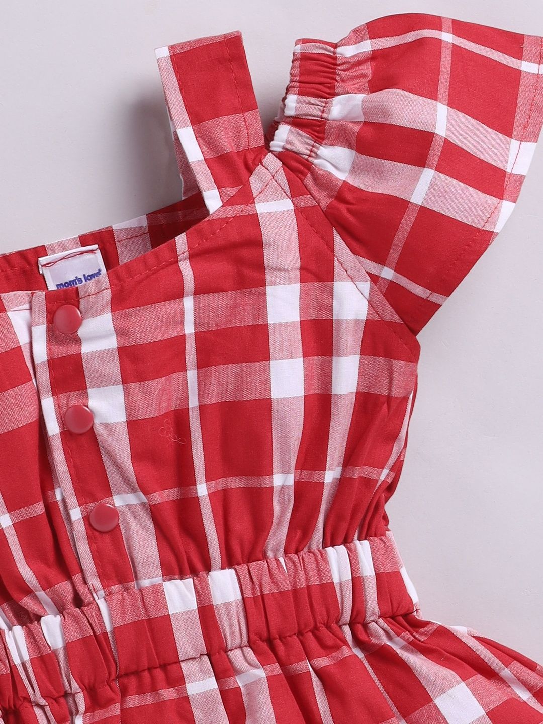 Moms Love Infant Girls Checked Cold-Shoulder Fit & Flare Dress