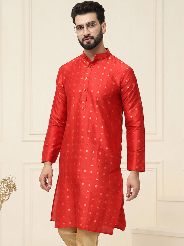 SOJANYA Geometric Printed Band Collar Straight Kurta