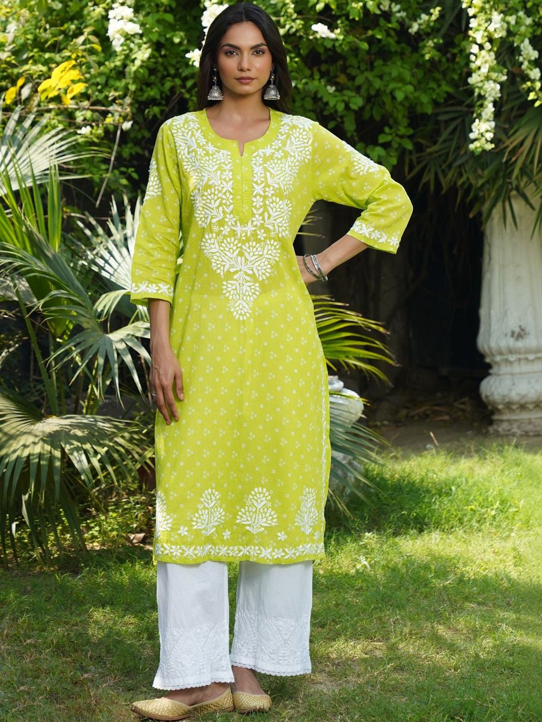 Rumah Chikankari Wanita Bercetak Cotton Chikankari Kurta