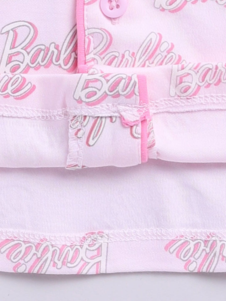 Moms Love Infant Girls Barbie Printed Pure Cotton Night suit