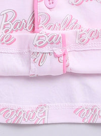 Moms Love Infant Girls Barbie Printed Pure Cotton Night suit