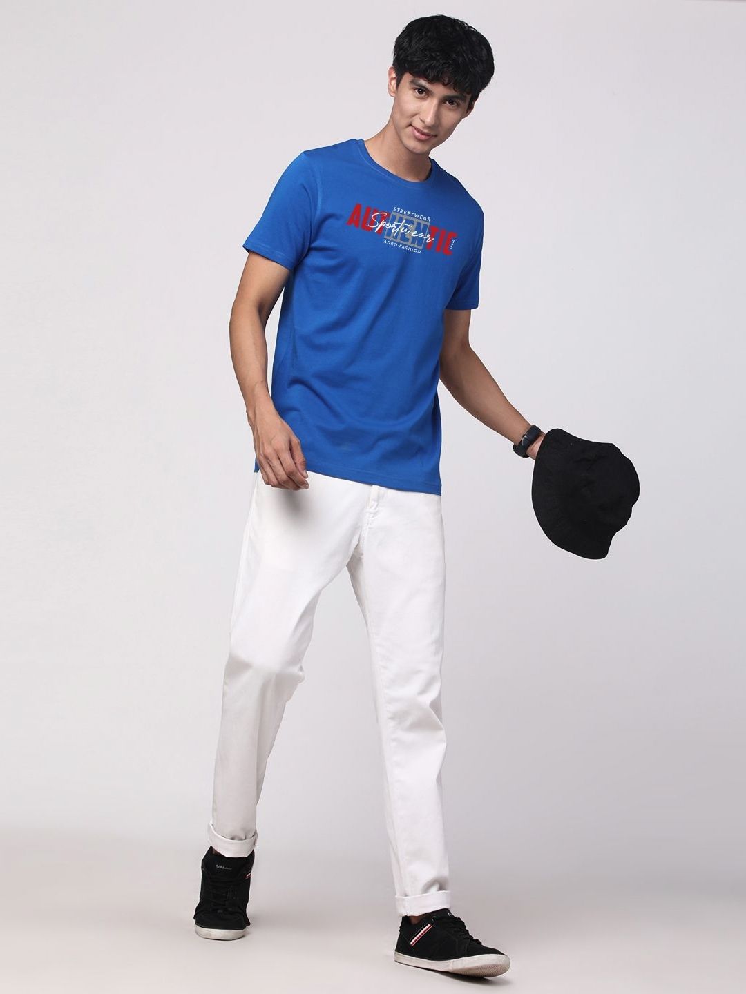 ADRO Lelaki Grafik Bercetak T-shirt Kapas Leher Bulat