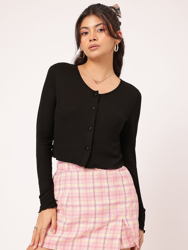 DressBerry Ribbed Bliss Lettuce Flair Top