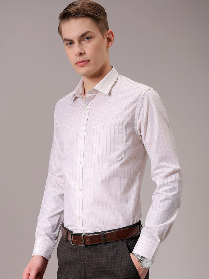 The Indian Garage Co. X Luxe Men Spread Collar Multi Striped Slim Fit Formal Shirt