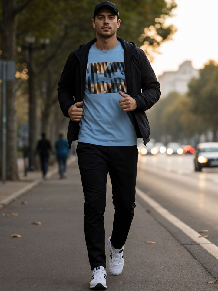 ADRO Abstrak Printed Lengan Pendek Kapas T-shirt Regular Fit