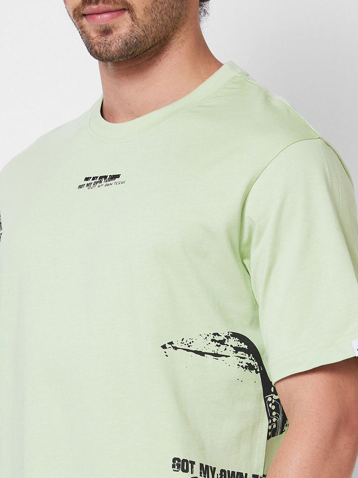 SPYKAR Graphic Printed Round Neck Relaxed Fit Cotton T-shirt
