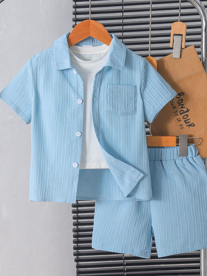 YK Boys Striped Shirt & Shorts Clothing Set