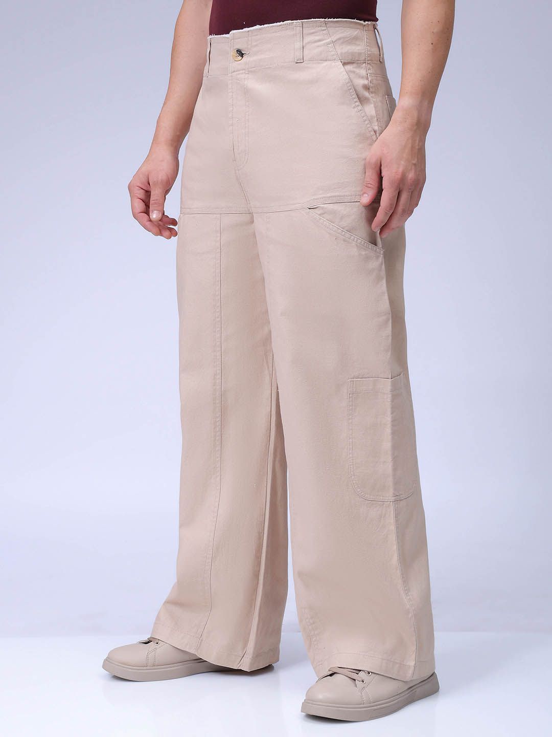 The Indian Garage Co Men Loose Fit Mid-Rise Cargos Trousers