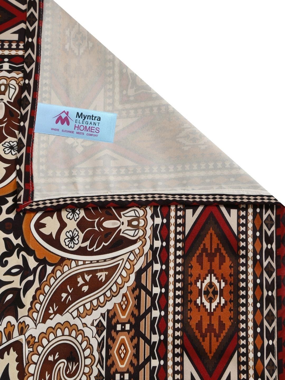 Myntra Elegant Homes Motif Etnik Coklat & Putih 400 TC Cadar Katil King dengan 2 Sarung Bantal