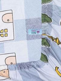Myntra Elegant Homes Watak Kartun Biru & Kuning Dilengkapi 300 TC Cadar King dengan 2 Sarung Bantal