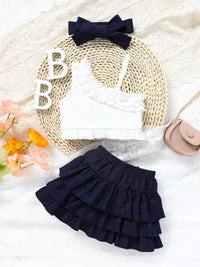 YK Girls One Shoulder Top With Skirt