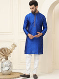 SOJANYA Paisley Woven Design Mandarin Collar Silk Cotton Straight Kurta dengan Piyama